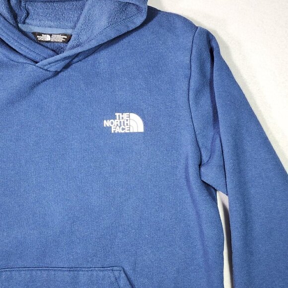 North Face Teen Girl Graphic Hoodie XXL 18 Blue Pink Cotton Poly Pocket Pullover - Picture 11 of 16